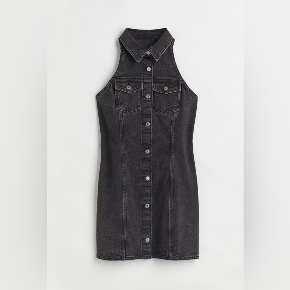 H&M Faded Black Denim Sleeveless Dress